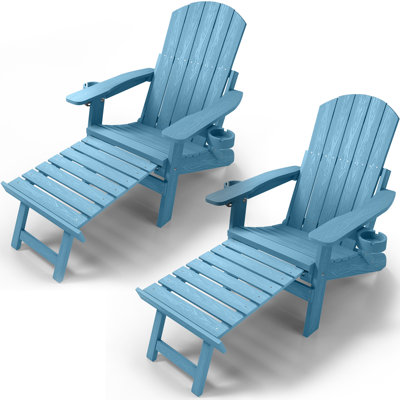 Ensemble de chaises Adirondack Adirondack avec repose-pieds escamotable et dossier ajustable avec repose-pieds (ensemble de 2)
