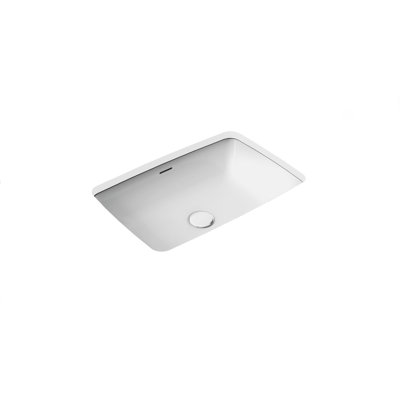 Badeloft 23.6" x 16.4" Rectangular Stone Resin Undermount Bathroom Sink UB-01-G in Glossy White