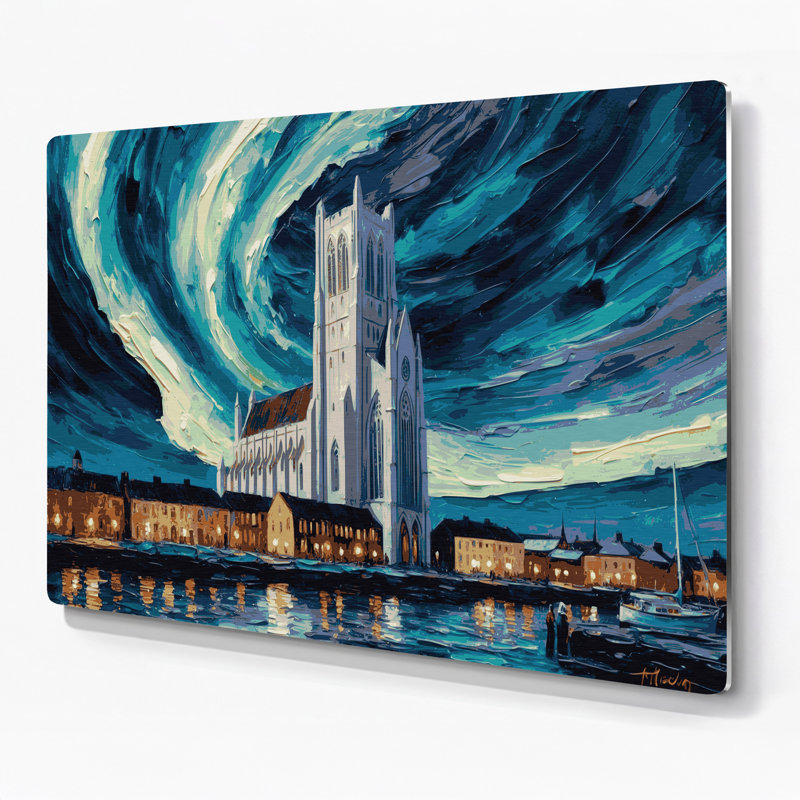 Art mural en métal gris avec villes, Reykjavik, Islande, H 11 po x l 14 po