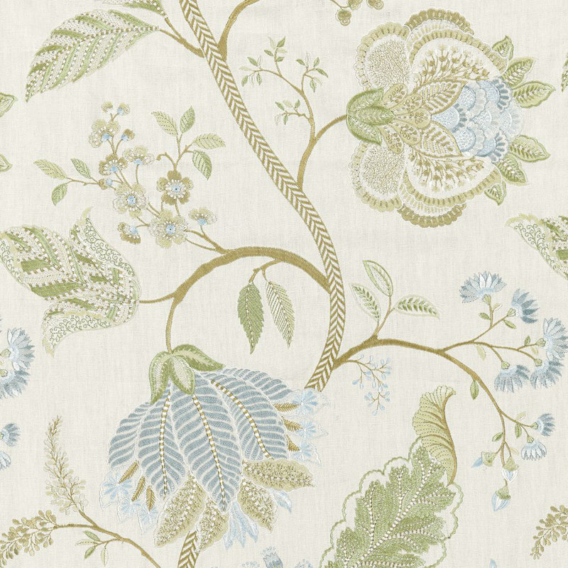 Tissu La Boheme, Beige et vert