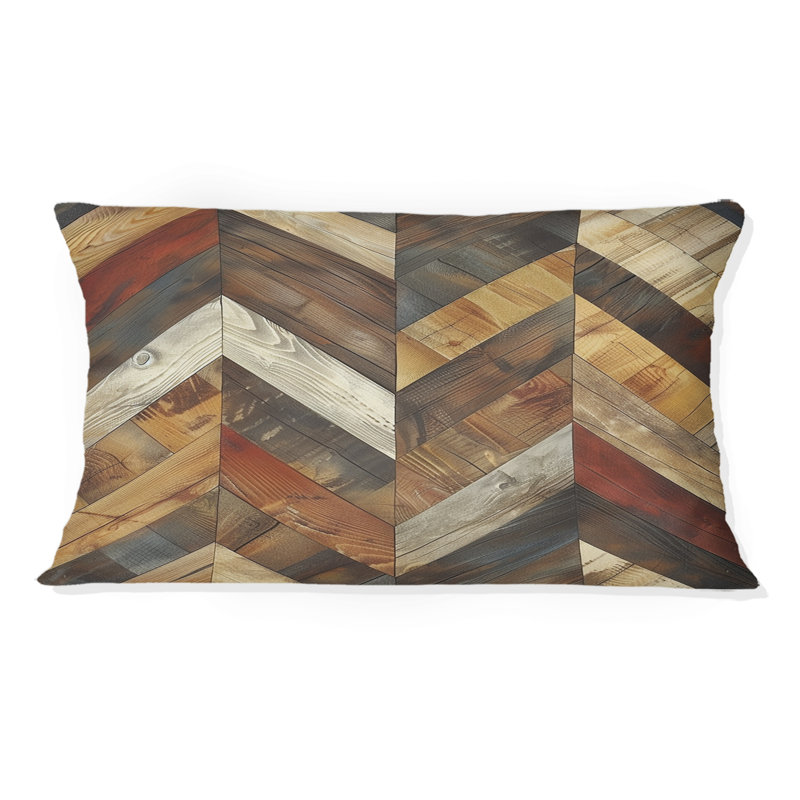 Coussin brun à chevrons II - Mid-Century