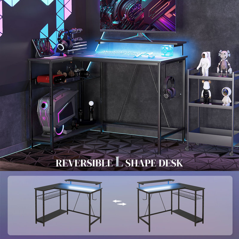 Heine L-Shaped Computer Desk with Power Outlet