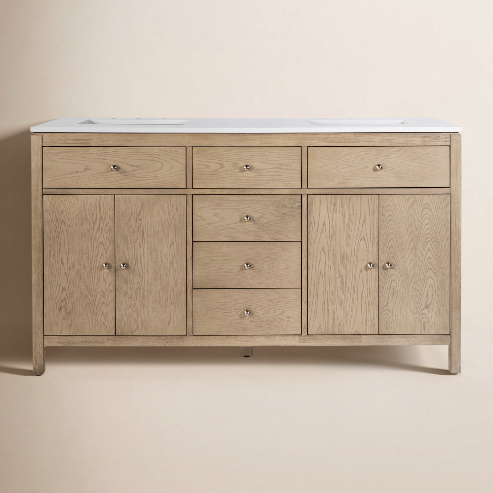 Celine 60" Acacia Double Bathroom Vanity, Brown