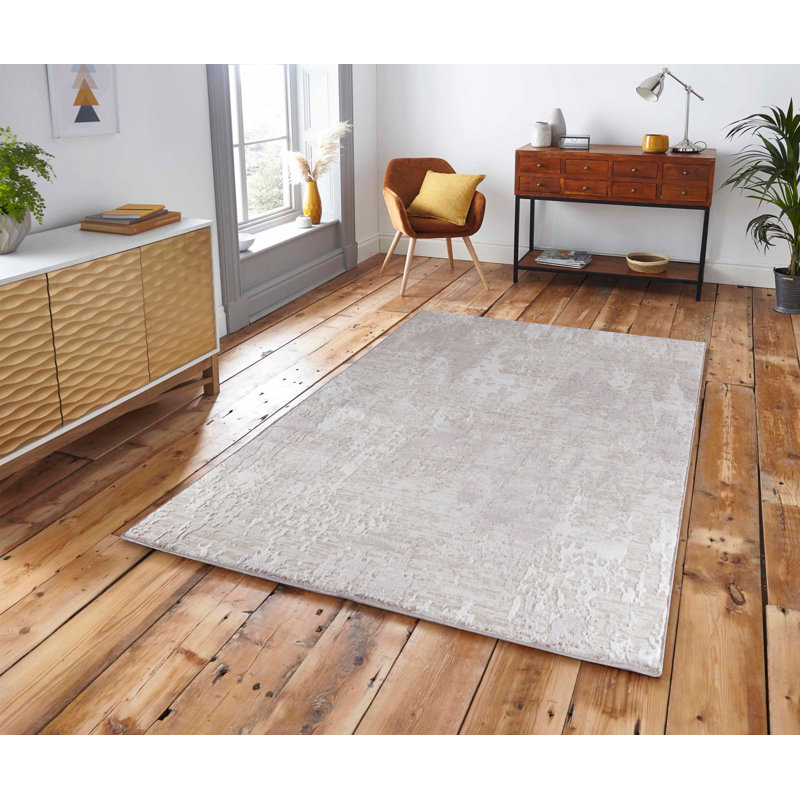 Tapis aqua, crème, moderne Water Aura, Rectangulaire 3 pi x 5 pi