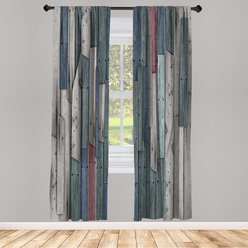 Semi Sheer Curtain Pair, Gray Rust, 28" W x 84" L