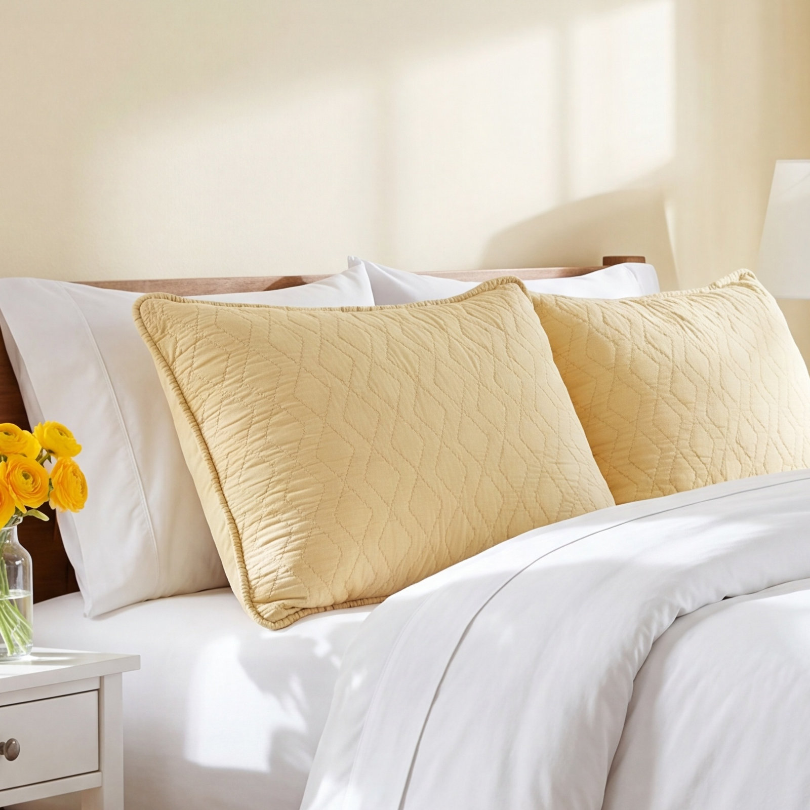 Birdie Quilted Sham, Full / Double, Gold