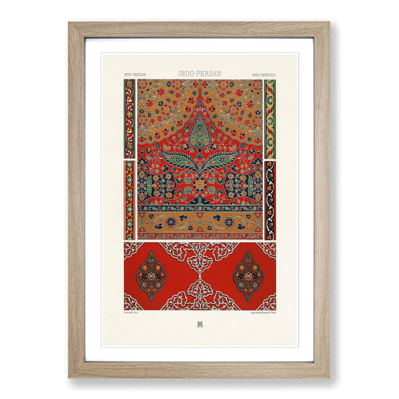 Floral Indo-Persian Pattern by Albert Racinet - Picture Frame Painting Print, 48cm H x 36cm W x 2cm D, Oak Framed