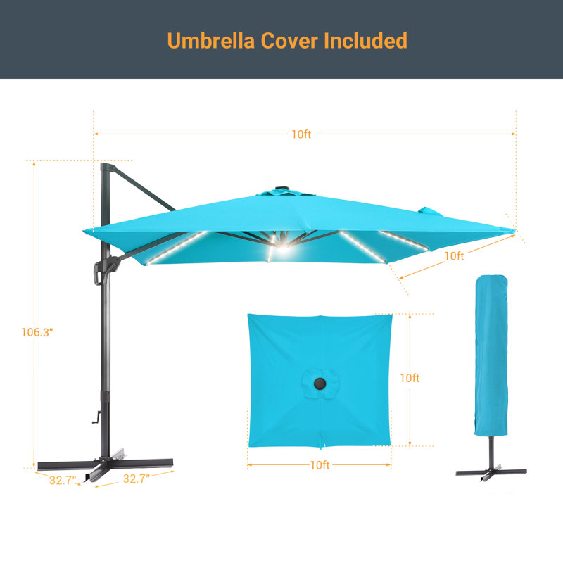 Leipsic 120 Cantilever Umbrellas 360 degree Rotating, Lake Blue