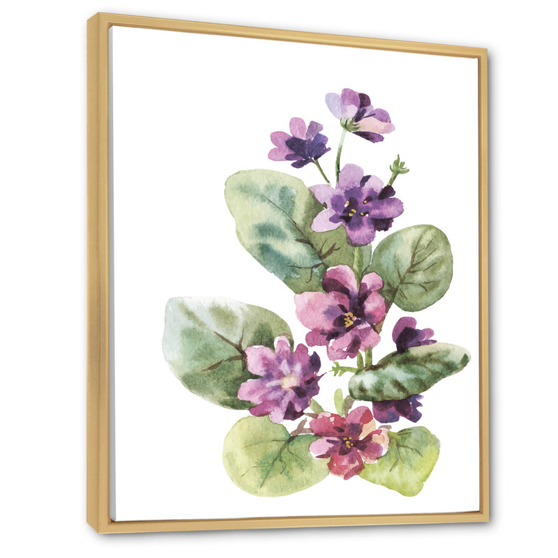 Viola sauvage - fleurs mauves, H 36 po x l 24 po x P 1 po, Cadre flottant brun