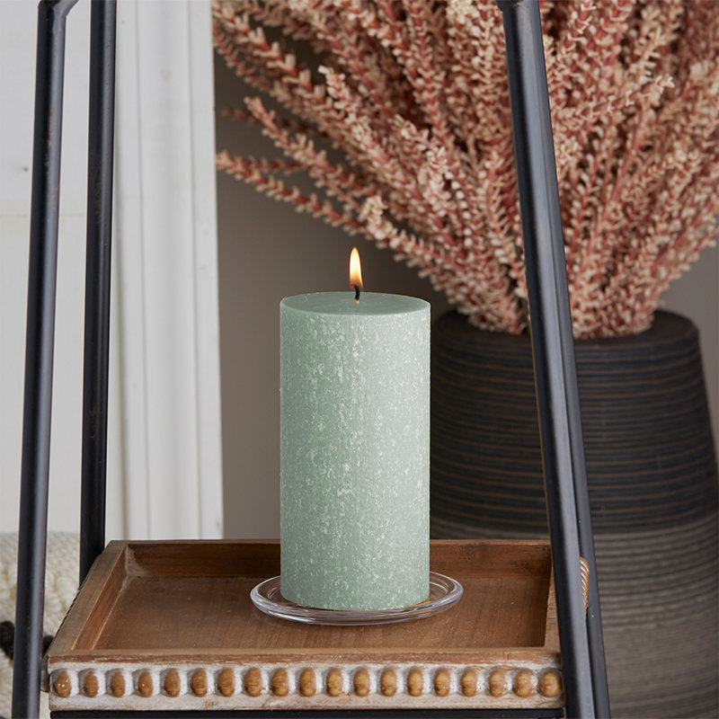 Timberline Unscented Pillar Candle, 6" H x 3" W x 3" D, Sage Green
