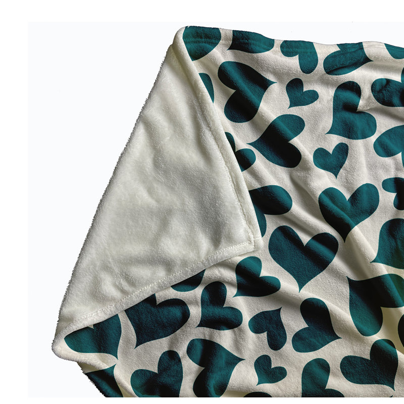 Patterned Hearts Valentine's Day Throw Blanket, 30" W x 39.75" L, Teal Apetite