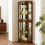 Armoire en noyer à 6 tablettes avec lumières et miroirs, avec lumières et miroirs-918295232