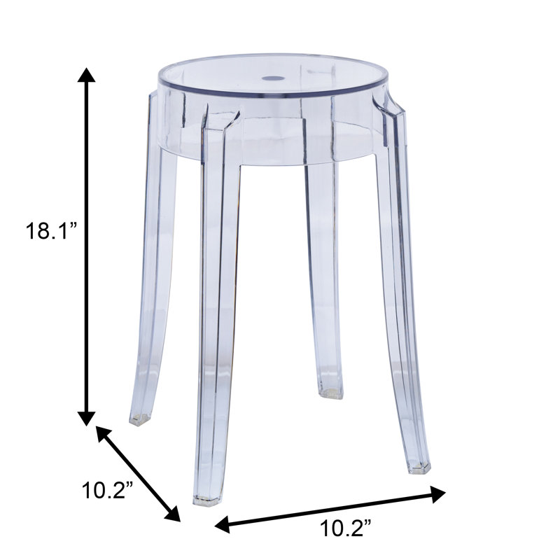 Olean 18" Modern Plastic Short Stool, Sleek Backless Makeup Vanity Seat & Small Space Kitchen Counter Stool, 2