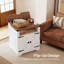 Ensemble de 2 tables de bout Farmhouse avec station de charge, conception à couvercle rabattable, armoires à porte de grange et rangement ouvert pour le salon