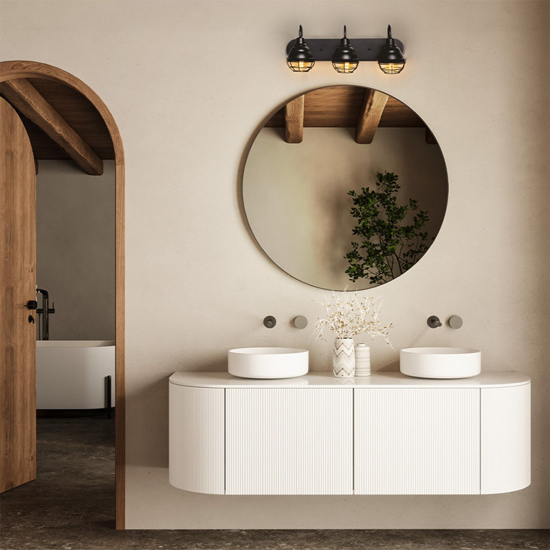 Éclairage pour salle de bain à 3 lumières à intensité variable Bromberg, Noir mat, Noir