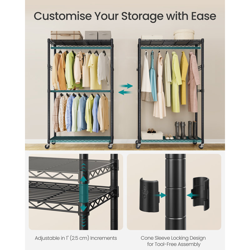 90cm Rolling Clothing Rack