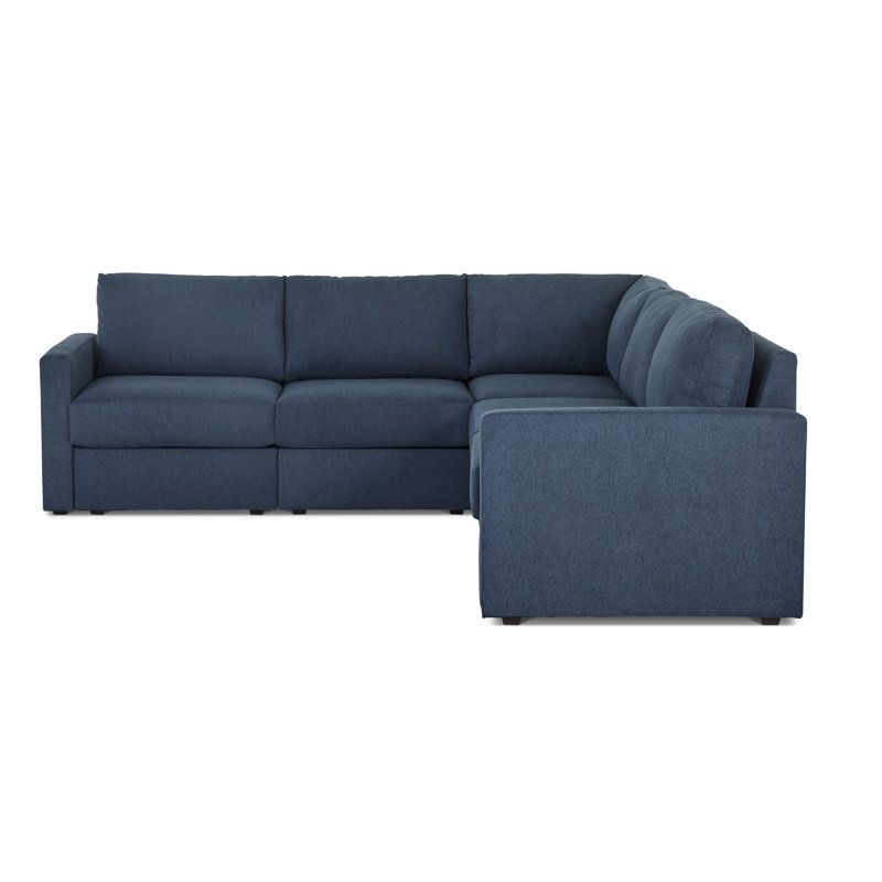 Canapé modulaire rembourré 5 pièces Flex, H 37 po x l 102 po x P 38 po, Mélange de polyester bleu