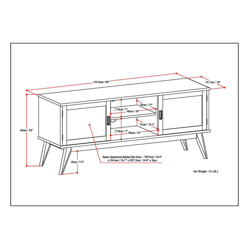Draper - Mid Century Low TV Media Stand - Black