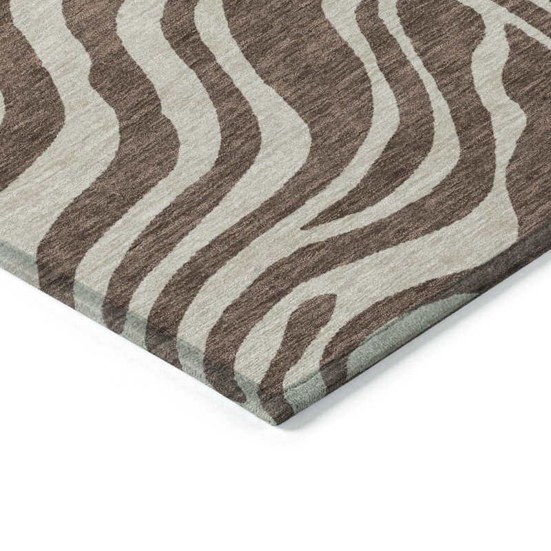 Tapis d'intérieur lavable à motif animal 5 pi x 8 pi brun