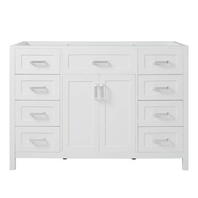 Meuble-lavabo 47 po sans lavabo, armoire seulement, 2 portes et 8 tiroirs, système de fermeture en douceur, conception classique