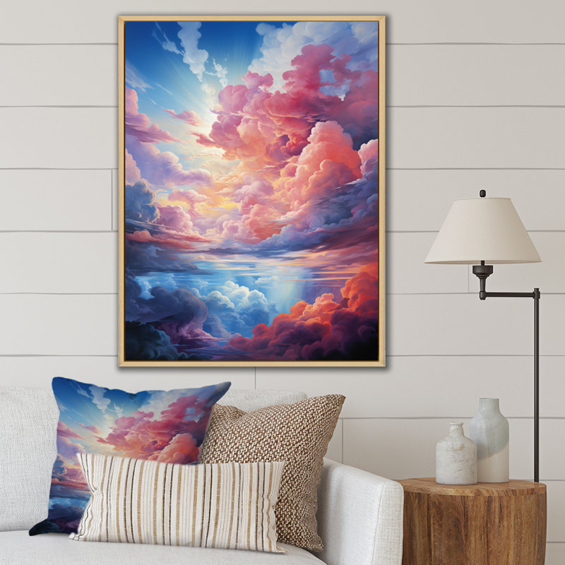 Toile de nuages T Tinta V, Cadre naturel flottant, H 32 po x l 16 po x P 1 po