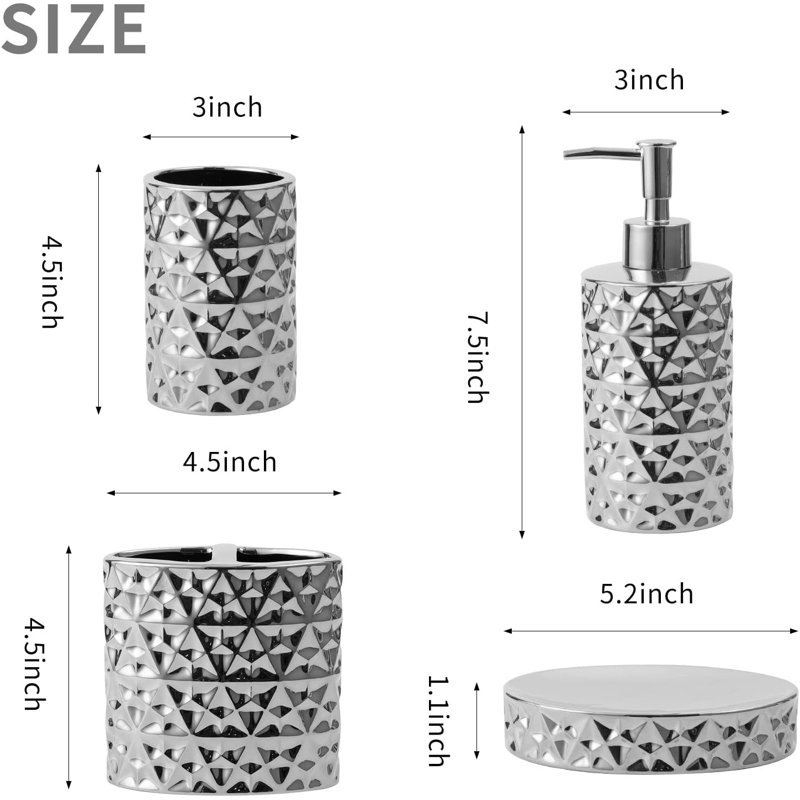 Silver bathroom accessory set