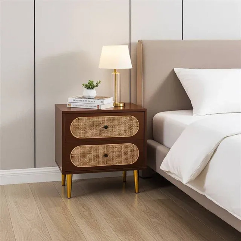 50cm W Solid Wood Bedside Table, Walnut