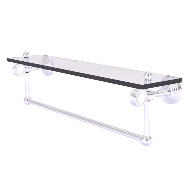 Étagère murale en verre Jarrell, Chrome satiné, H 5,12 po x l 22 po x p 6,4 po