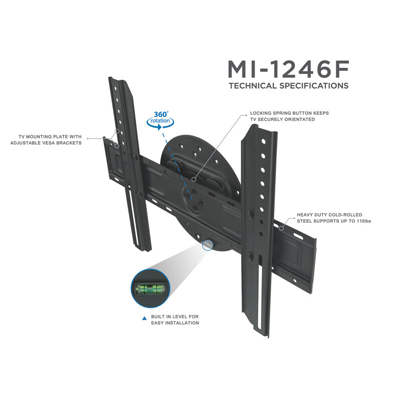 Mount-It TV Wall Mount w/ Full 360 Degree Rotation Fits Most TVs from 32" to 70", 110 lbs. Capacity