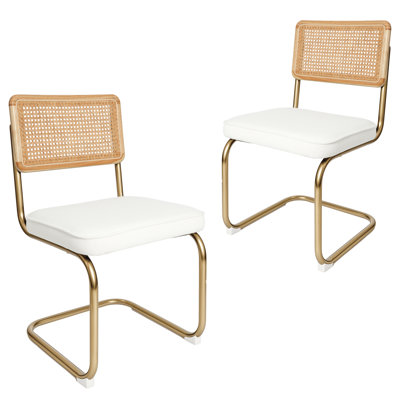Ensemble de 2 chaises de salle à manger en velours avec pieds en métal, blanc
