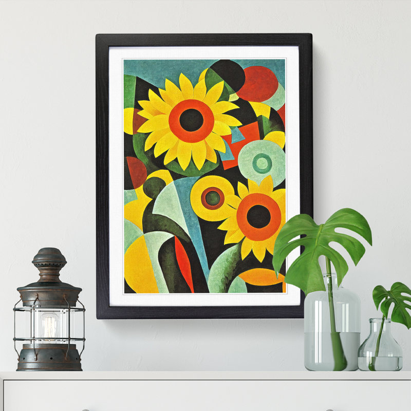 Sunflowers Abstract - Picture Frame Print, Black, 64cm H x 25cm W x 2cm D