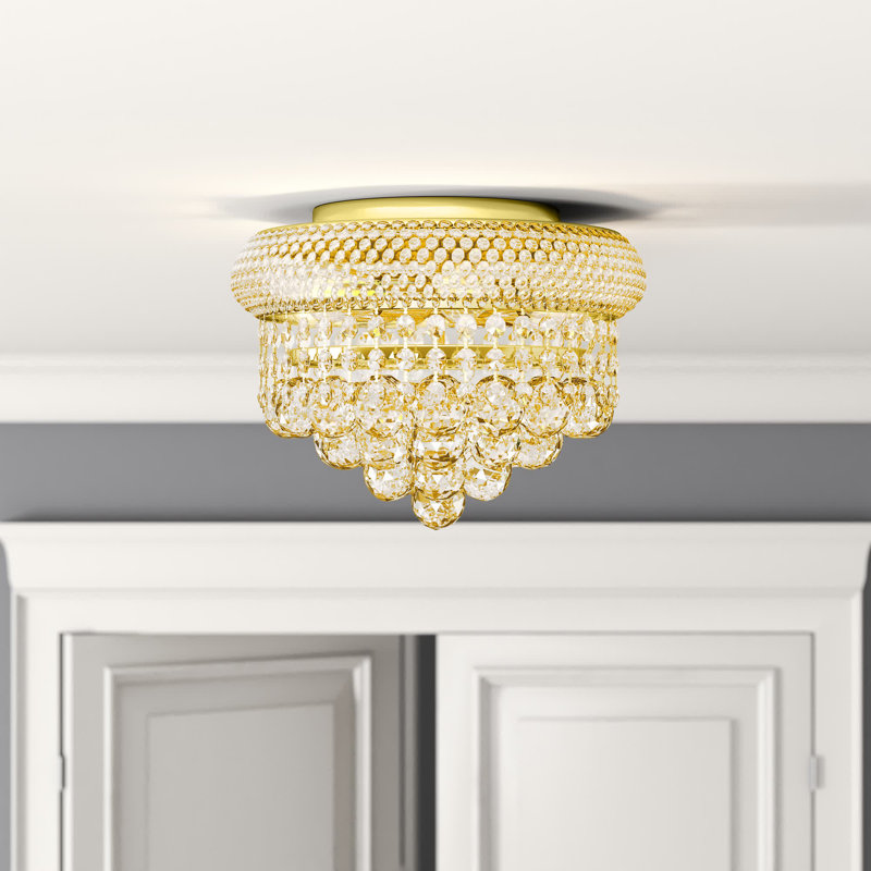 Hallsburg Crystal Semi Flush Mount, Gold, Royal Cut