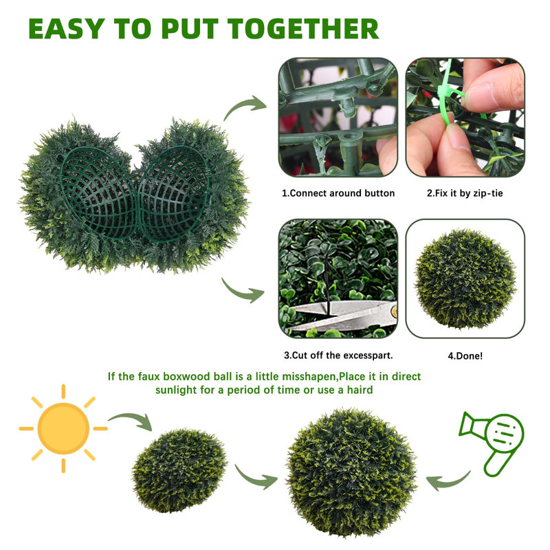 Set of 2 55 cm Artificial Topiary Hanging Balls – Faux Leaf Ornaments with Pre-Attached Chains, UV-Protected Decorative Grass Balls for Garden, Wedding, Home, Indoor/Outdoor Decor
