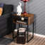 Table d'appoint industrielle avec structure en acier et rangement ouvert