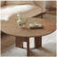 Table basse 31,5 pouces ronde en placage de bois de frêne rustique pour petit salon
