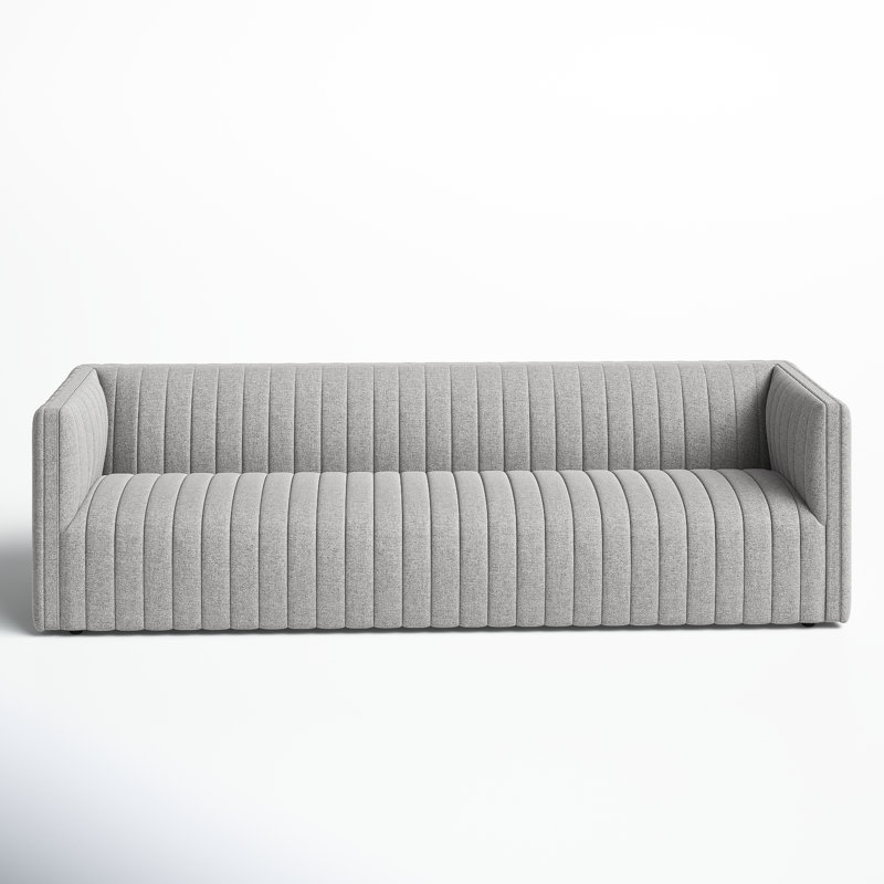 Brandt Tufted Velvet Sofa, Orly Natural, 26.5" H x 88" W x 35" D