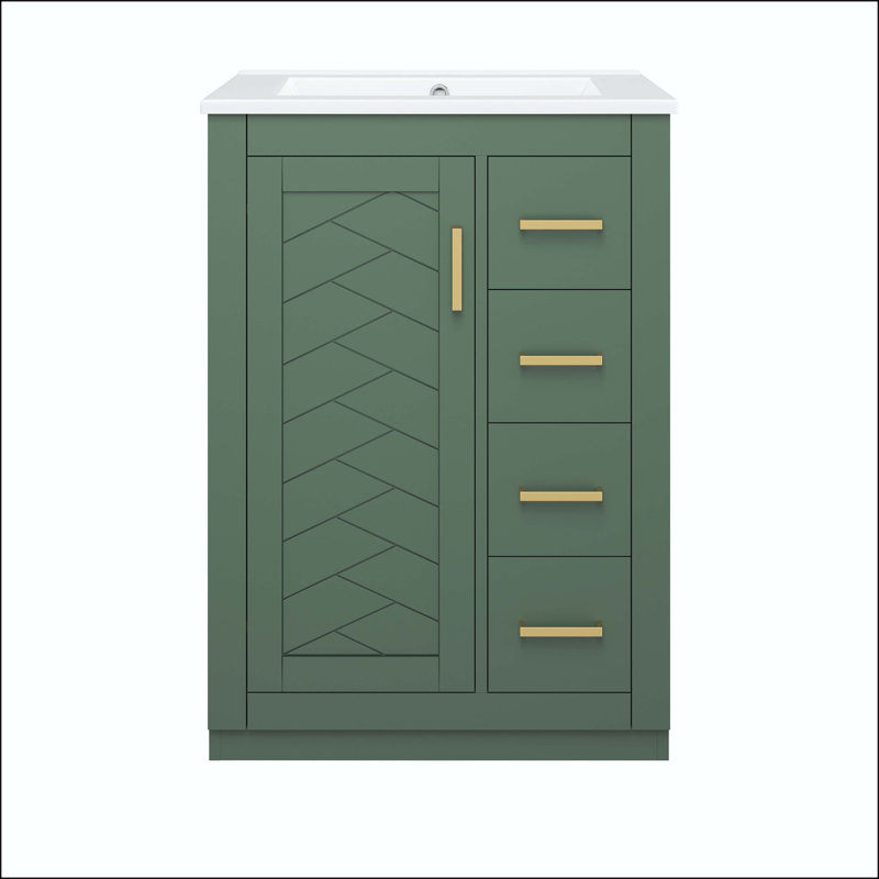 Meuble-lavabo 24 po avec 1 porte et 3 tiroirs, Green