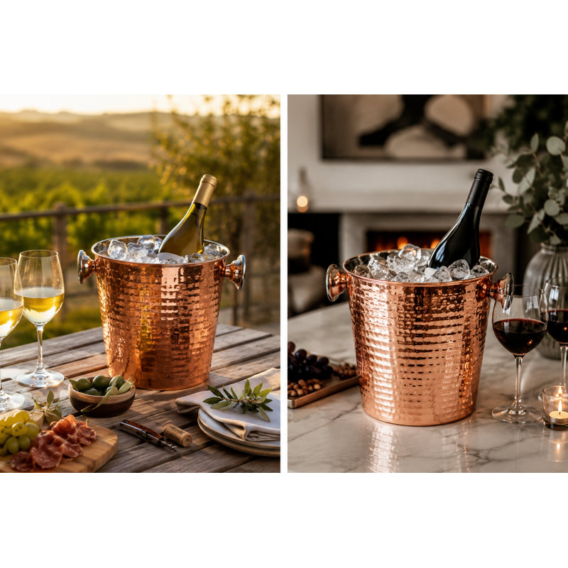Seau à champagne plaqué cuivre martelé