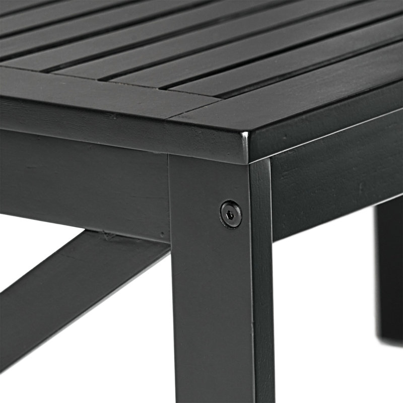 Black Acacia Wood Outdoor Rectangle Coffee Table