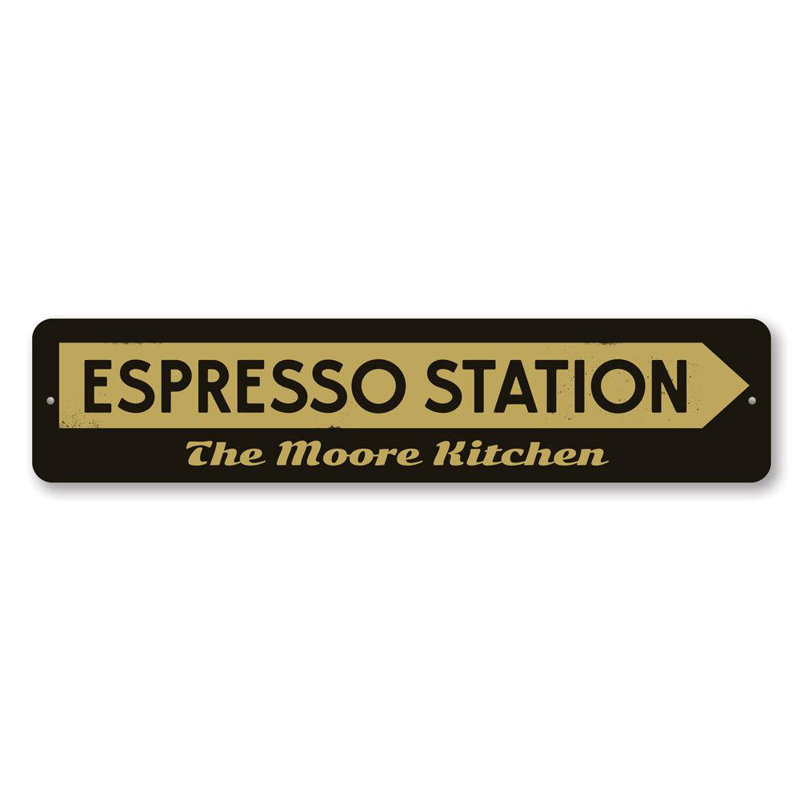 Plaque espresso personnalisée en aluminium, H 6 po x l 24 po x P 0,063 po