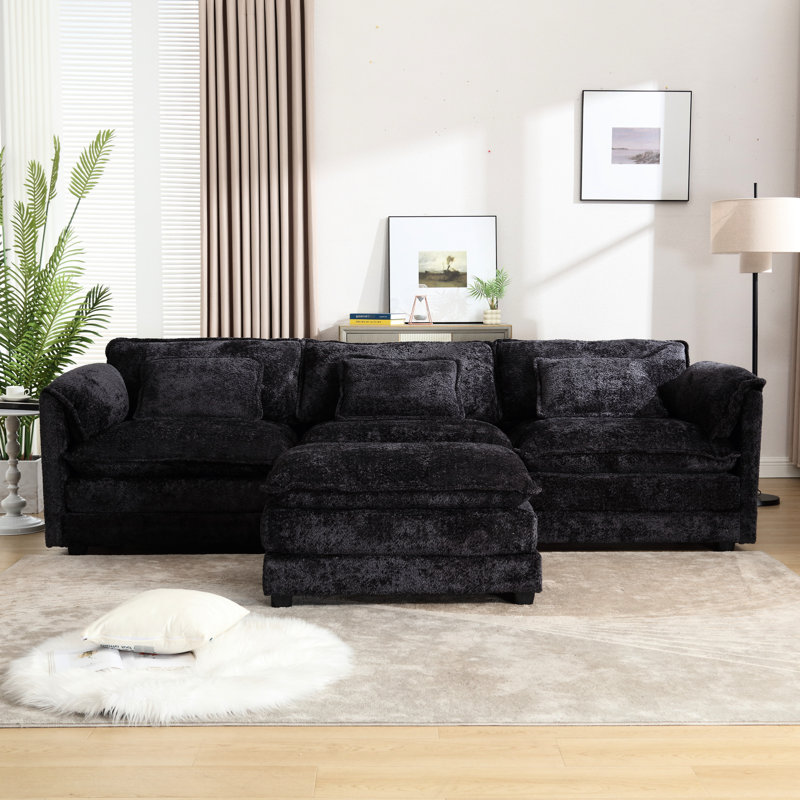 Chenille en tissu en forme de L avec des pédales mobiles et détachable pour une assise détendue
