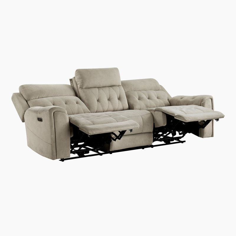 Hemington 98" Modern & Contemporary Polished Microfiber Power Recliner with Power Headrests, USB Ports and Cup Holders.