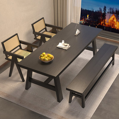 Sokoya 4 - Person Pine Solid Wood Solid Wood Top Trestle Dining Set