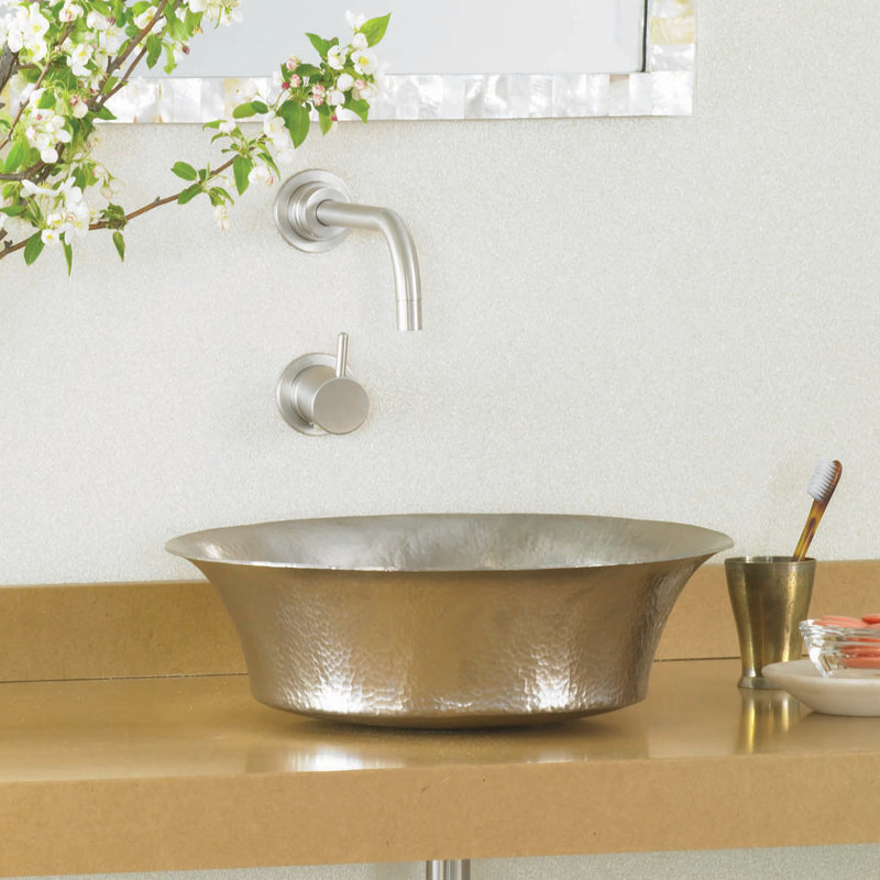 Lavabo de salle de bain vasque circulaire en nickel brossé Maestro