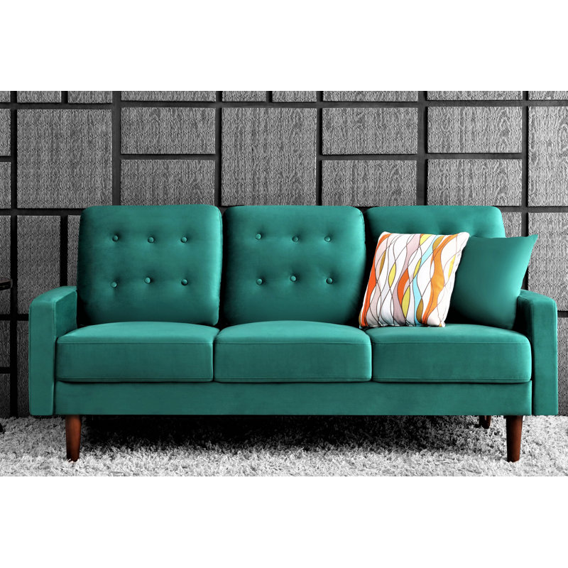 Kelleher 72'' Velvet Sofa, Green Velvet