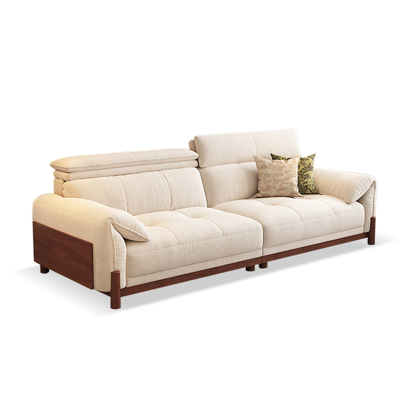 Canapé modulaire en chenille crème, Crème, H 40,55 po x l 110,24 po x P 39,37 po, 4