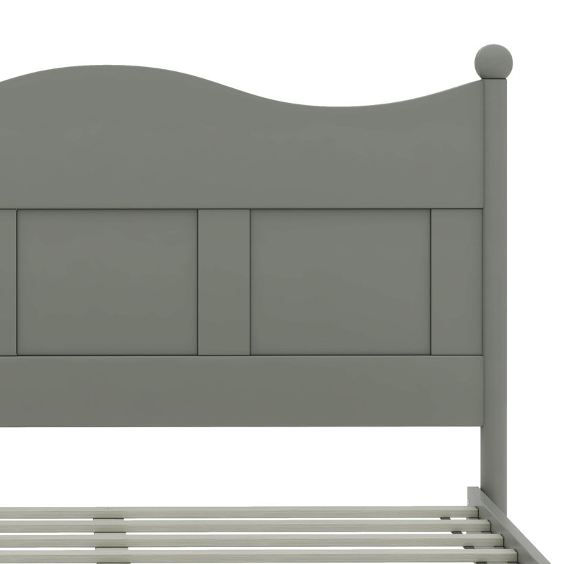 Ensemble de chambre pour grand lit 4 pièces Orrin, comprenant un lit plateforme rétro avec table de chevet et commode, Gris