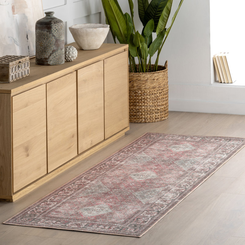 Jeccica Distressed Vintage Medallion Jute Blend Polyester Area Rug, Runner 2'8" x 8'