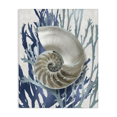 'Shell Coral Beach Blue' by Caroline Kelly - Painting Print