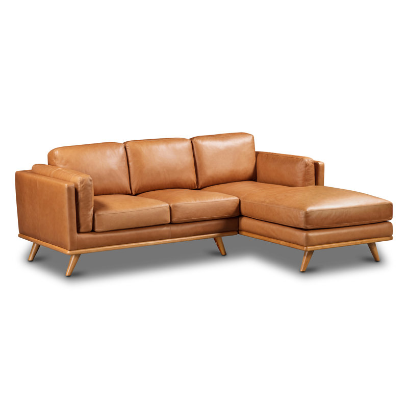 Cadiz 90" Full-Grain Genuine Italian Leather Sectional Sofa, Right Hand Facing